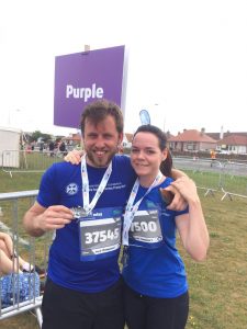 Our fantastic volunteers running the Edinburgh Marathon relay.